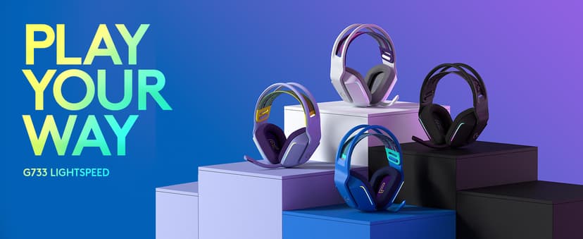 Logitech G733 Lightspeed Wireless Gaming Headset, Suspension Headband, Lightsync RGB, Blue VO!CE Mic, PRO-G Audio – White, Gaming Headset Wireless, PC, PS5, PS4, Switch Compatible