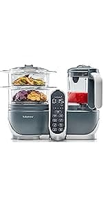 Babymoov Duo Meal Station Grey: Multi-Speed Baby Food Maker Steamer and Puree Blender, Baby Food Processor that warms & defrosts (Nutritionist Approved)