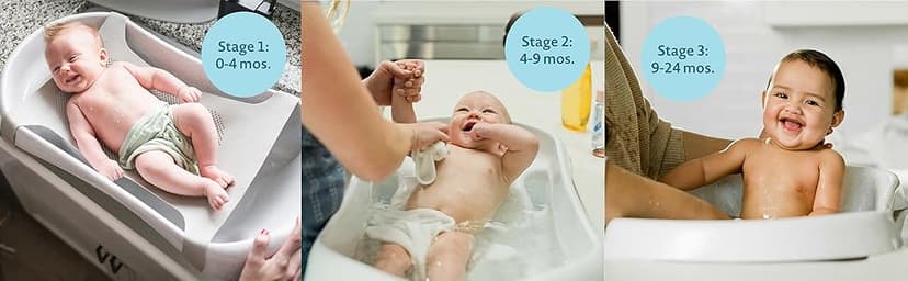 The First Years Rain Shower Baby Bath Tub Set - Includes Convertible Bath Tub and Sling with Soothing Spray - Baby Bath Seat and Spa for Newborn to Toddler - Baby Bath Essentials