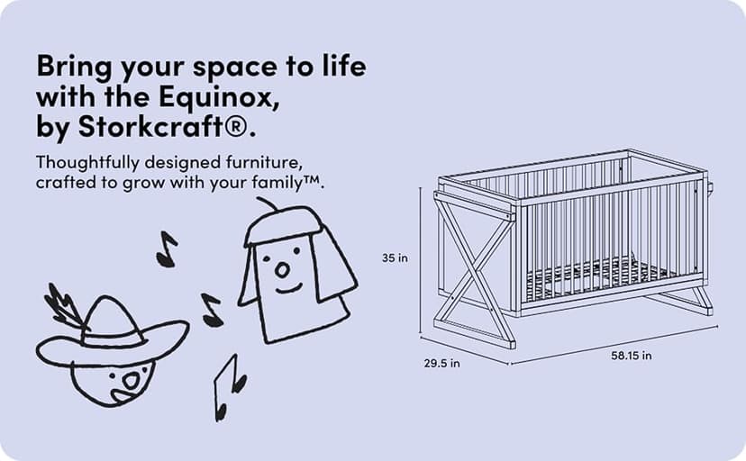 Storkcraft Equinox 3-in-1 Convertible Crib (Vintage Driftwood) Easily Converts to Toddler Bed & Daybed, 3-Position Adjustable Mattress Support Base, Modern Two-Tone Design for Contemporary Nursery