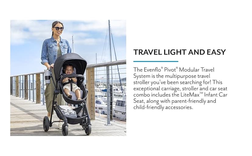 Evenflo Pivot Modular Travel System with LiteMax Infant Car Seat (Desert Tan)