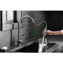 KOHLER K-99259-CP Artifacts Single-Hole Kitchen Sink Faucet with 17-5/8-Inch Pull-Down Spout, 3-Function Sprayhead, and Turned Lever Handle, Polished Chrome