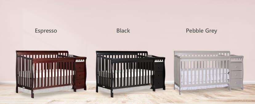 Dream On Me 5 in 1 Brody Convertible Crib With Changing Table, Converts From Crib to Toddler Bed, Day Bed and Kids Sofa and Full Size Bed, JPMA Certified Baby Crib