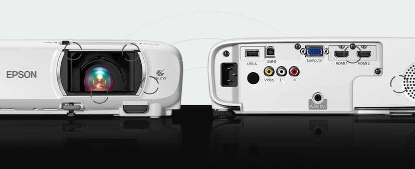 Epson Home Cinema 1080 3-chip 3LCD 1080p Projector, 3400 lumens Color & White Brightness, Streaming/Gaming/Home Theater, Built-in Speaker, Auto Picture Skew, 16,000:1 Contrast, Dual HDMI-White, Medium