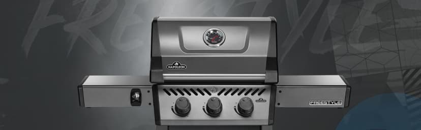 Napoleon Freestyle 365 Propane Gas Outdoor Grill, Graphite Grey – 3-Burner BBQ with Stainless Steel Cooking Grates