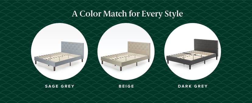 ZINUS Shalini Upholstered Platform Bed Frame, Mattress Foundation, Wood Slat Support, No Box Spring Needed, Easy Assembly, Dark Grey, Queen