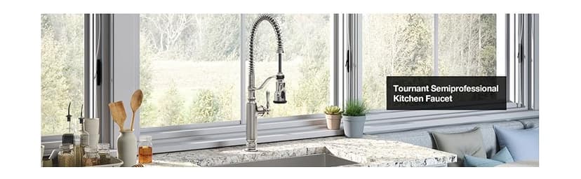KOHLER Tournant Semi-Professional Pull-Down Kitchen Sink Faucet, Commercial Kitchen Faucet with Pull Down Sprayer, 77515-VS, Vibrant Stainless