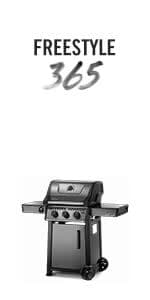 Napoleon Freestyle 365 Propane Gas Outdoor Grill, Graphite Grey – 3-Burner BBQ with Stainless Steel Cooking Grates