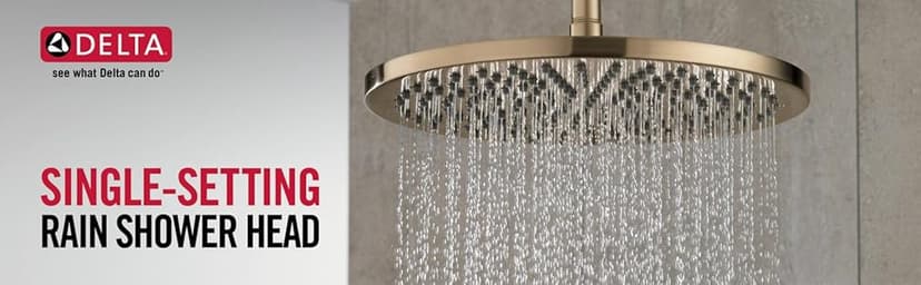 Delta Matte Black Round Rain Shower Head, 12 Inch Metal Large Shower Head Rainfall, Overhead Rain Showerhead, 2.5 GPM Flow Rate, Matte Black 52158-BL25