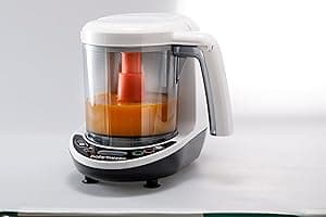 Baby Brezza One Step Baby Food Maker Deluxe – Auto shut Off, Dishwasher Safe Cooker and Blender to Steam + Puree Organic Food for Infants + Toddlers - Set of 3 Pouches + 3 Funnels