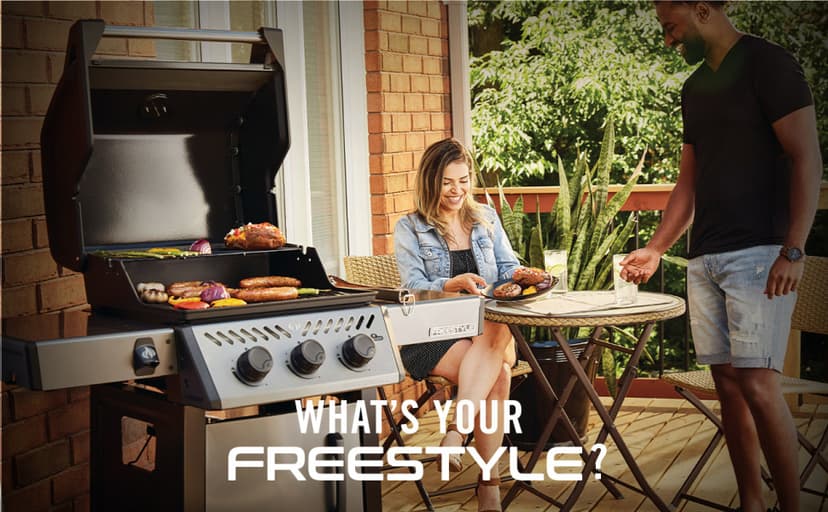 Napoleon Freestyle 365 Propane Gas Outdoor Grill, Graphite Grey – 3-Burner BBQ with Stainless Steel Cooking Grates