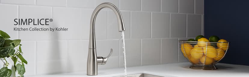 KOHLER 649-VS Simplice Pull-Down Bar Sink Faucet, Prep Sink Faucet, Kitchen Sink Faucet with Pull Down Sprayer, Vibrant Stainless