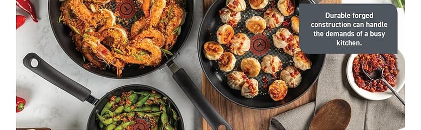 T-fal Ultimate Hard Anodized Nonstick Wok 14 Inch, Oven Broiler Safe 350F, Non Stick Stir-Fry Pan, Cookware, Pots and Pans, Kitchen, Versatile Deep Frying, Sauté, Braise, Stew, Dishwasher Safe, Black