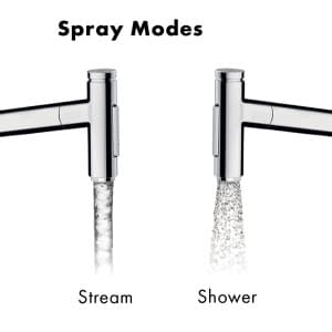 hansgrohe Metris Select Stainless Steel Bar Kitchen Faucet, Kitchen Faucets with Pull Out Sprayer, Faucet for Kitchen Sink, Stainless Steel Optic 73822801