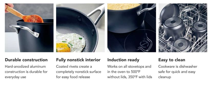 KitchenAid Hard Anodized Induction Nonstick Cookware Pots and Pans Set, 10 Piece, Matte Black