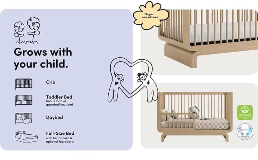 Storkcraft Santorini Deluxe 5-in-1 Convertible Crib with Bonus Toddler Guardrail (Driftwood) – GREENGUARD Gold Certified, Toddler Guardrail Included in Box, Fits Standard Crib Mattress