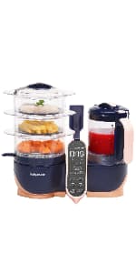 Babymoov Duo Meal Station Grey: Multi-Speed Baby Food Maker Steamer and Puree Blender, Baby Food Processor that warms & defrosts (Nutritionist Approved)