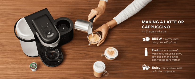 Keurig K-Cafe Single-Serve K-Cup Coffee Maker, Latte Maker and Cappuccino Maker, Comes with Dishwasher Safe Milk Frother, Coffee Shot Capability, Compatible with all Keurig K-Cup Pods, Dark Charcoal