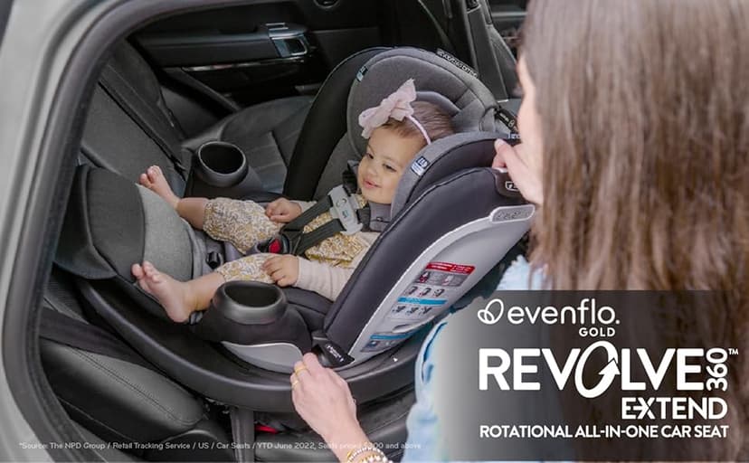 Evenflo Gold Revolve360 Extend All-in-One Rotational Car Seat with SensorSafe (Moonstone Gray)