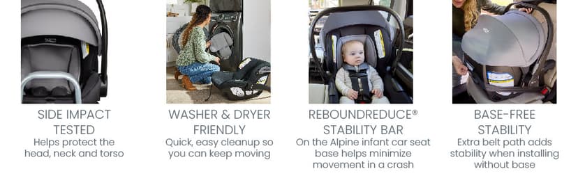 Britax Willow S Infant Car Seat with Alpine Base, ClickTight Technology, Rear Facing Car Seat with RightSize System, Graphite Onyx