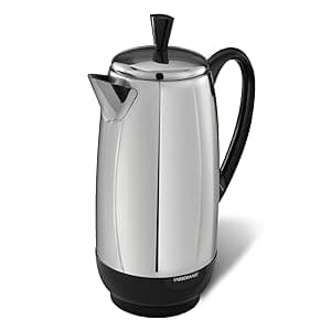 Farberware 12 Cup Electric Coffee Percolator, Coffee Maker with Stainless Steel Basket, Automatic Keep Warm, No-Drip Spout