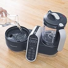 Babymoov Duo Meal Station Grey: Multi-Speed Baby Food Maker Steamer and Puree Blender, Baby Food Processor that warms & defrosts (Nutritionist Approved)