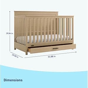 Graco Tristan 5-in-1 Convertible Crib with Drawer (Driftwood) – GREENGUARD Gold Certified, Fits Standard Crib Mattress, Premium Handle, Converts to Toddler Bed, Daybed, and Full-Size Bed