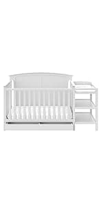 Storkcraft Steveston 5-in-1 Convertible Crib and Changer with Drawer (Gray) – GREENGUARD Gold Certified, Crib and Changing Table Combo with Drawer, Converts to Toddler Bed, Daybed and Full-Size Bed