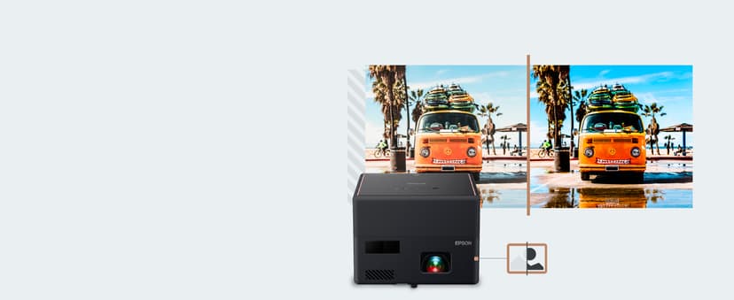 Epson EpiqVision Mini EF12 Smart Streaming Laser Projector, HDR, Android TV, Movies, Family Gaming, Portable, sound by Yamaha, 3LCD, Full HD 1080p, 1000 lumens Color & White Brightness Bluetooth Black