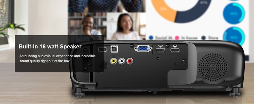 Epson Pro EX9240 3-Chip 3LCD Full HD 1080p Wireless Projector, 4,000 Lumens Color Brightness, 4,000 Lumens White Brightness, Miracast, 2 HDMI Ports, Built-in Speaker, 16,000:1 Contrast Ratio