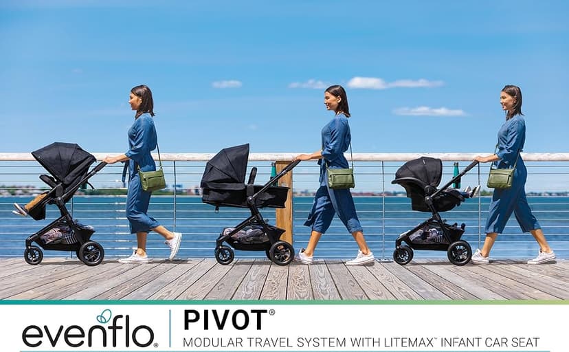 Evenflo Pivot Modular Travel System with LiteMax Infant Car Seat (Desert Tan)