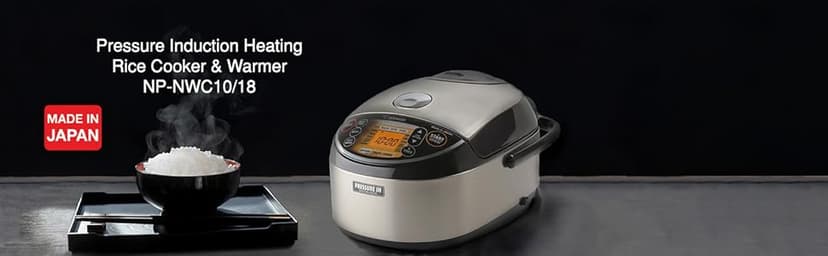 Zojirushi NP-NWC10XB 5.5-Cup Pressure Induction Heating Rice Cooker and Warmer (Stainless Black)