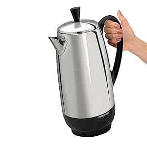 Farberware 12 Cup Electric Coffee Percolator, Coffee Maker with Stainless Steel Basket, Automatic Keep Warm, No-Drip Spout