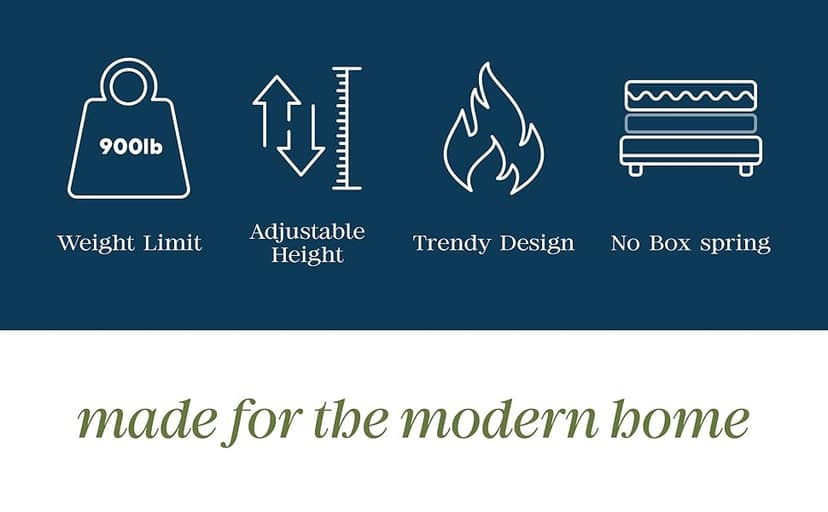 Novogratz Bushwick Modern Metal Bed, Slightly Triangular Headboard and Footboard with Inset Spindles, Adjustable Base Height for Underbed Storage, Requires No Box Spring, King Size - Black