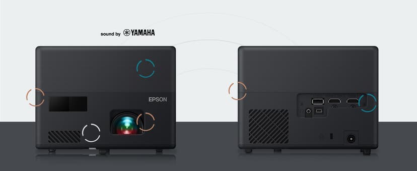 Epson EpiqVision Mini EF12 Smart Streaming Laser Projector, HDR, Android TV, Movies, Family Gaming, Portable, sound by Yamaha, 3LCD, Full HD 1080p, 1000 lumens Color & White Brightness Bluetooth Black