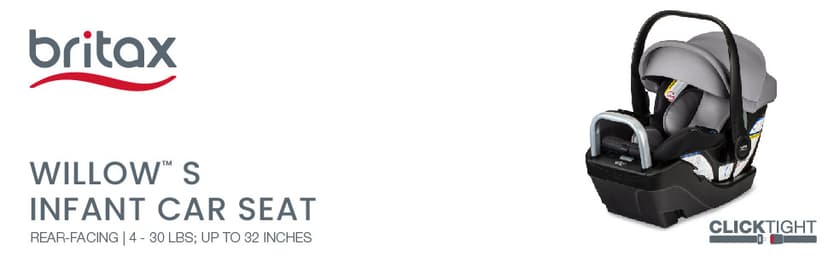 Britax Willow S Infant Car Seat with Alpine Base, ClickTight Technology, Rear Facing Car Seat with RightSize System, Graphite Onyx