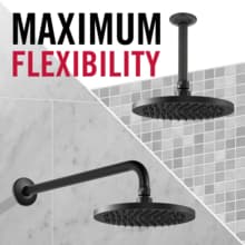 Delta Matte Black Round Rain Shower Head, 12 Inch Metal Large Shower Head Rainfall, Overhead Rain Showerhead, 2.5 GPM Flow Rate, Matte Black 52158-BL25