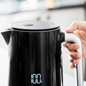 KRUPS Smart Temp Electric Kettle: 1.7L Capacity, 5 Precise Temperature Settings, Digital Display, Cool-Touch Exterior, Cordless Design for Tea and Coffee Lovers