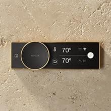 KOHLER Anthem + Digital Control Steamhead in Vibrant Brushed Moderne Brass, Large Dial for Temperature + Flow Rate Adjustment, Features System Warm-Up + Pause Option, Includes Optional Flow Restrictor