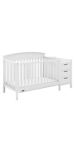 Storkcraft Steveston 5-in-1 Convertible Crib and Changer with Drawer (Gray) – GREENGUARD Gold Certified, Crib and Changing Table Combo with Drawer, Converts to Toddler Bed, Daybed and Full-Size Bed