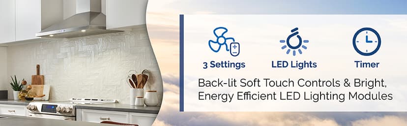 Broan-NuTone BWP1364SS Pyramidal Range LED Lighting Convertiable Wall-Mount Kitchen Chimney Vent Hood, 36-Inch, Stainless Steel