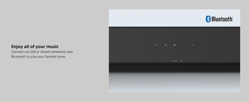 Sony S100F 2.0ch Soundbar with Bass Reflex Speaker, Integrated Tweeter and Bluetooth, (HTS100F), easy setup, compact, home office use with clear sound black