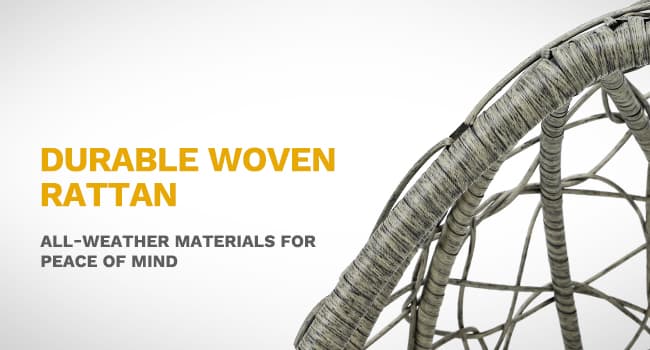 DWVO Wicker Rocking Egg Chair, Oversized Indoor Outdoor Rattan Rocking Chair, Indoor Outdoor Lounger for Patio, Backyard, Living Room, Light Gray