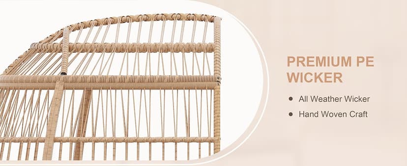 Paito Egg Chair Oversized Lounger, Wicker Egg Rattan Chair Outdoor Indoor, 500 Lbs Egg Shape Balcony Chair for Living Room, Balcony, Backyard