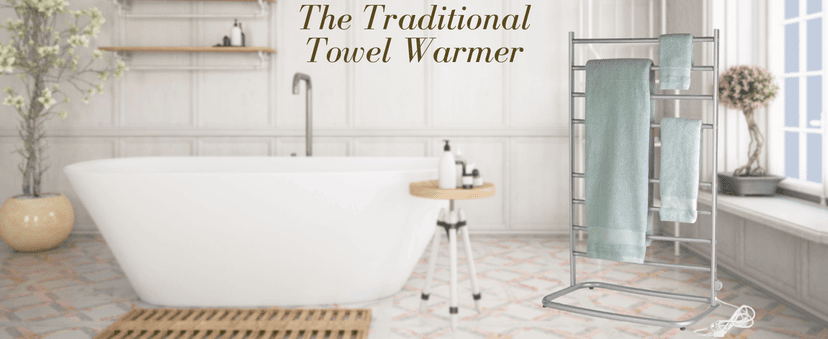 Hyde Park Towel Warmer - Free-Standing Towel Warmer Rack for Drying Towels and Garments - 39-Inch Chrome Finish Frame with 8 Bars - Model WHC