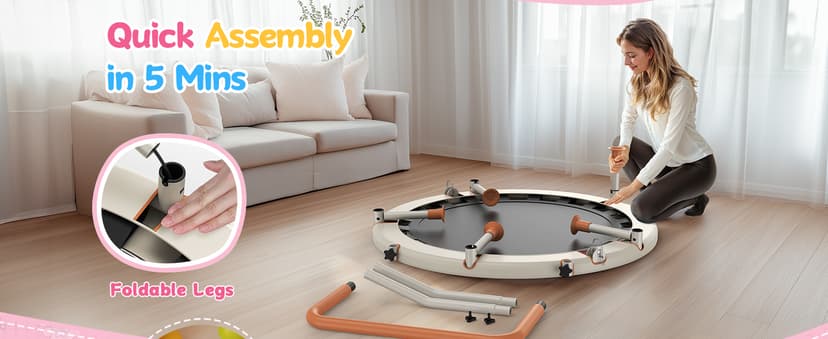 BCAN 36'' Toddler Trampoline, ASTM Certified-Foldable Mini Trampolines for Kids Ages 1-6, Adjustable Handle, Safety Pad & Foldable Legs, Baby Trampoline Indoor/Garden, Gift for Boy and Girl