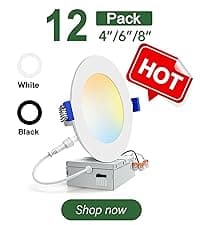 zouzai 24 Pack 6 Inch Ultra-Thin LED Recessed Ceiling Light with Junction Box 5CCT Adjustable Dimmable Can-Killer Downlight - ETL and Energy Star Certified (24 Pack,5CCT, 6 Inch)