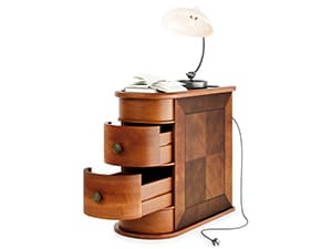 LITTLE TREE Wood End Table with 2 Drawers Sofa Side Table, No Assembly Required Vintage Slim Nightstand Bedside Table for Bedroom