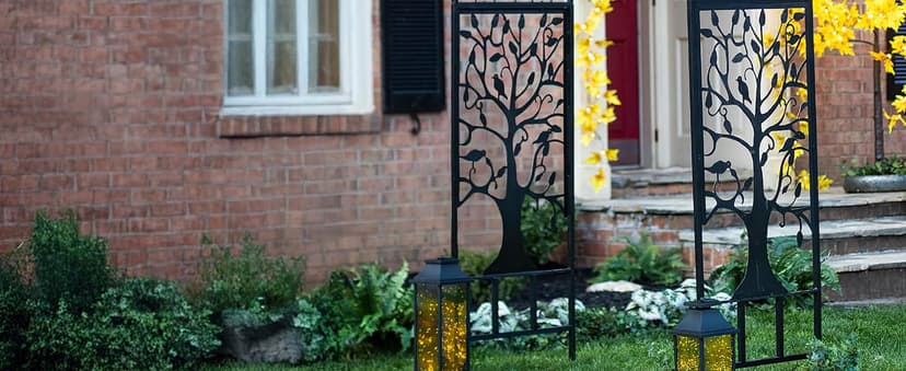 Evergreen Plow & Hearth Montebello-Gunmetal Garden Arbor - 7 Feet Tall | Slim Metal Arch with Iron Trellis for Climbing Plants | Elegant Wedding Arbor | Outdoor Patio & Garden Decor