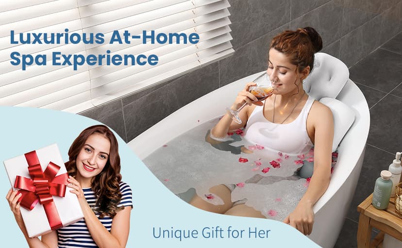 Full Body Bath Pillow for Bathtub, Thick Bathtub Cushion with Laundry Bag, Luxury Tub Pillow for Bath for Headrest Neck and Back Support White 51" x 16"